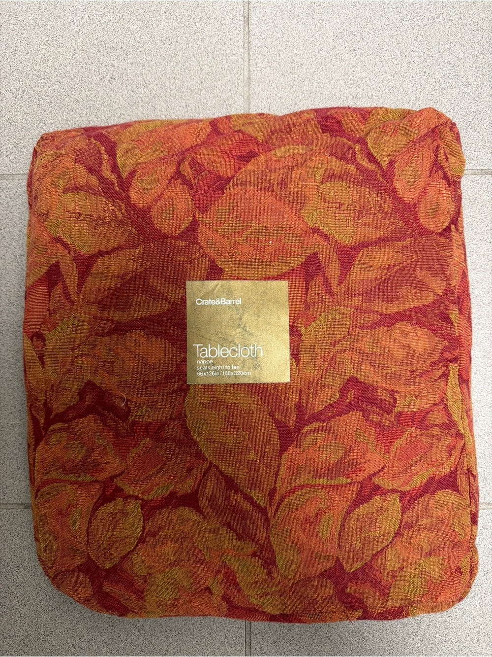Crate & Barrel Cassis Tapestry Cotton Formal Tablecloth 66in x 126in